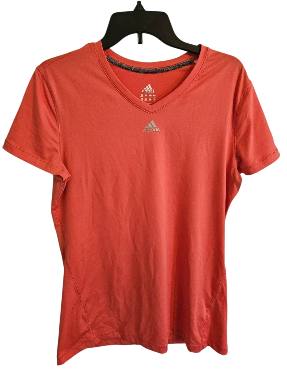 Adidas ClimaLite Coral Vneck Dri-fit Sports Top Tee Sz L